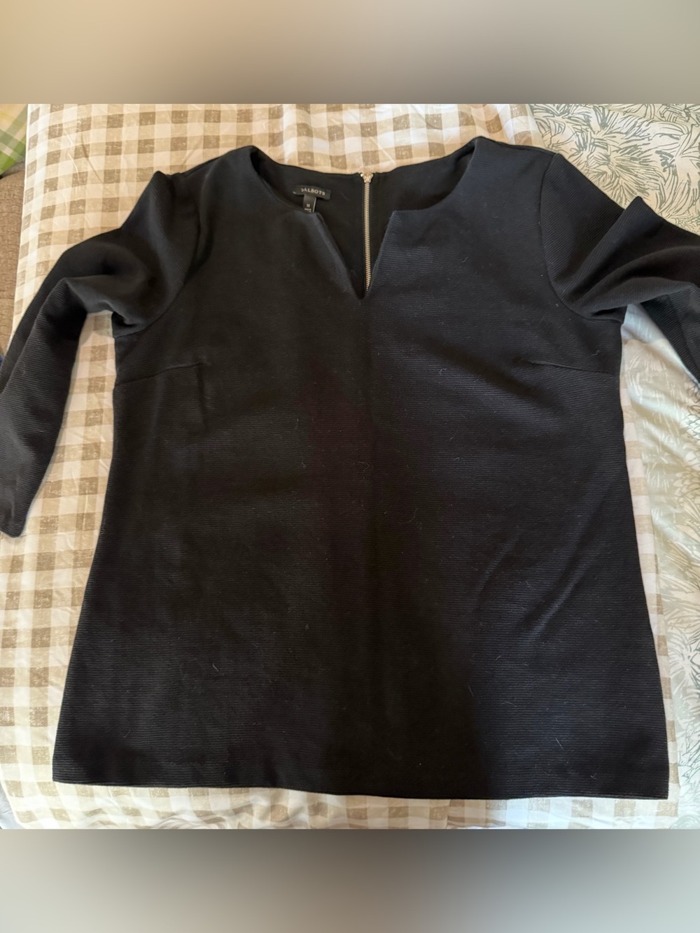 Talbots Black 3/4 Sleeve with Notch Neck